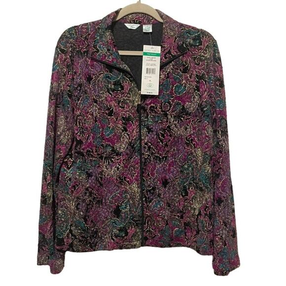 NWT Laura Ashley Deadstock Paisley Print Zip Up Jacket Jewel Simplicity Print - Picture 1 of 5